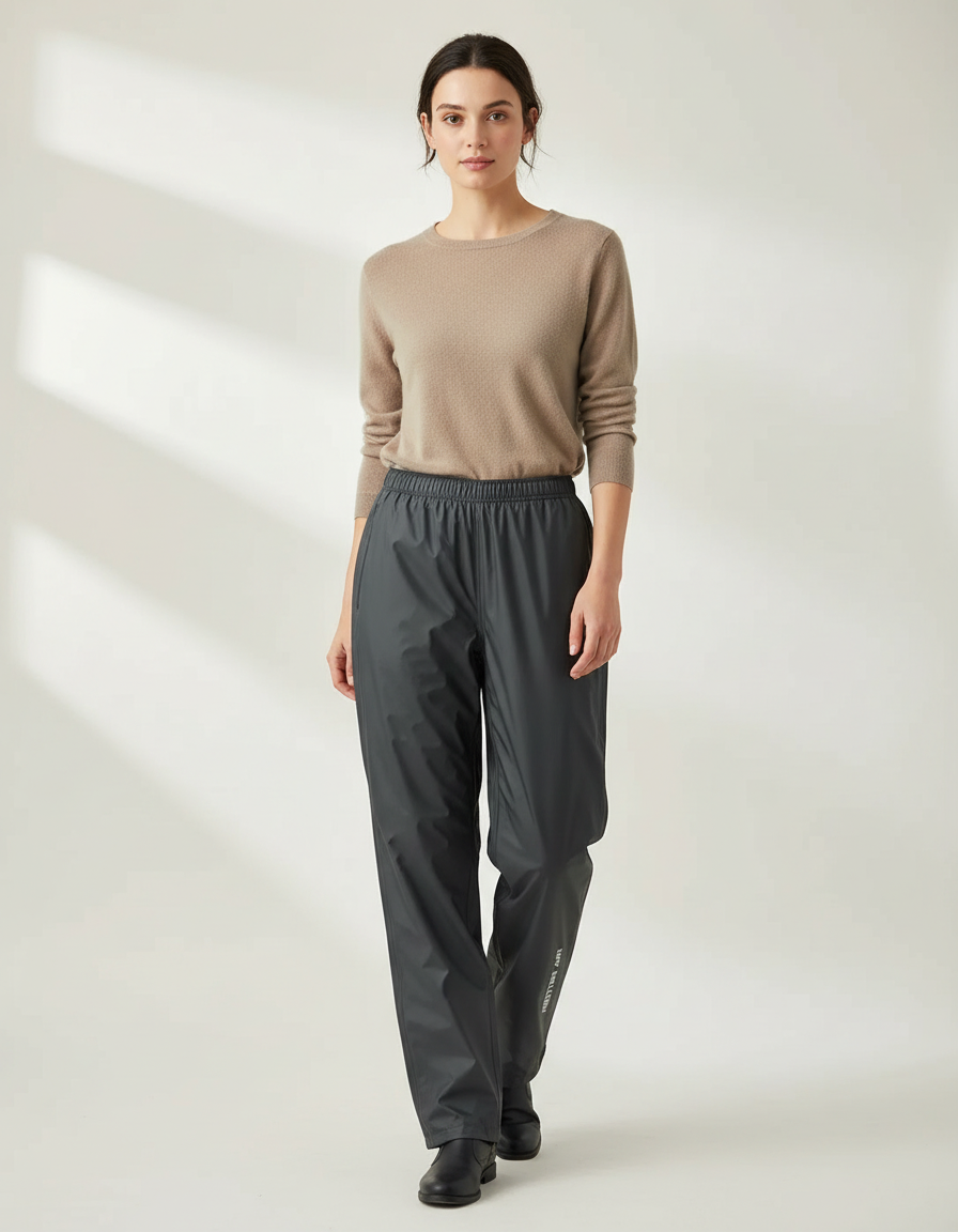 Pantalon De Pluie Gris Imperméable Ample Décontracté - Polyester
