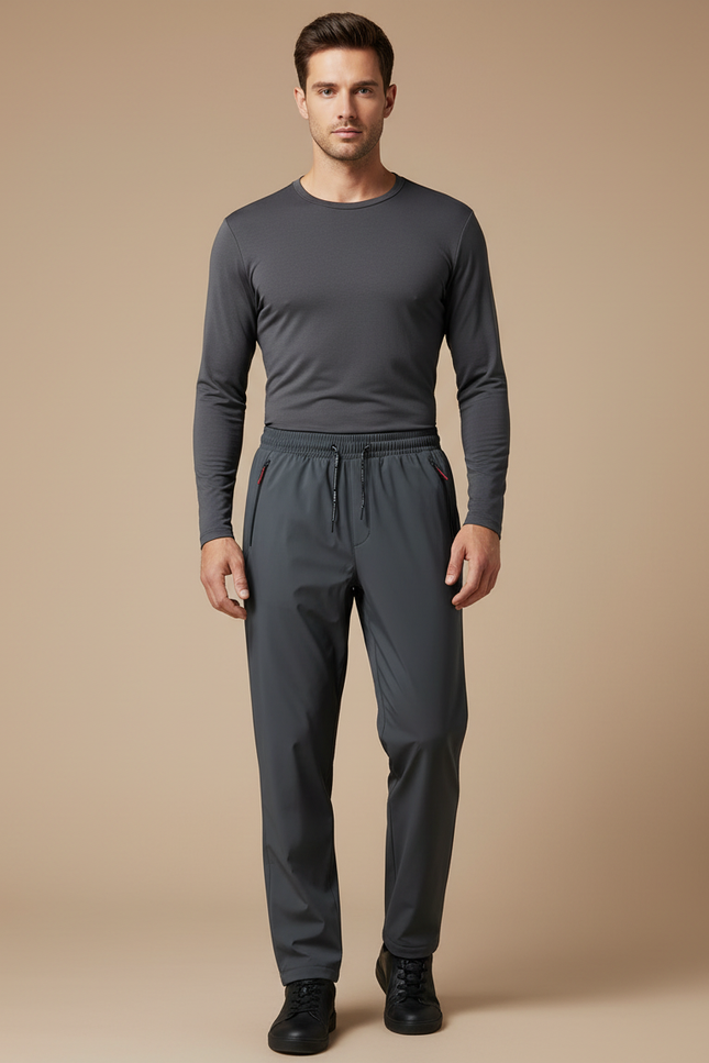 Pantalon De Pluie Gris Imperméable Décontracté Cordon Homme - Polyester