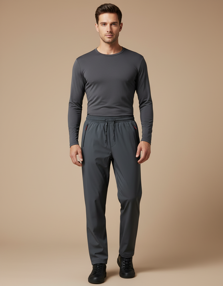 Pantalon De Pluie Gris Imperméable Décontracté Cordon Homme - Polyester