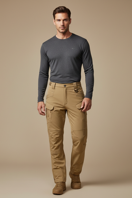 Pantalon De Pluie Beige Cargo Tactique Homme Imperméable - Polyester
