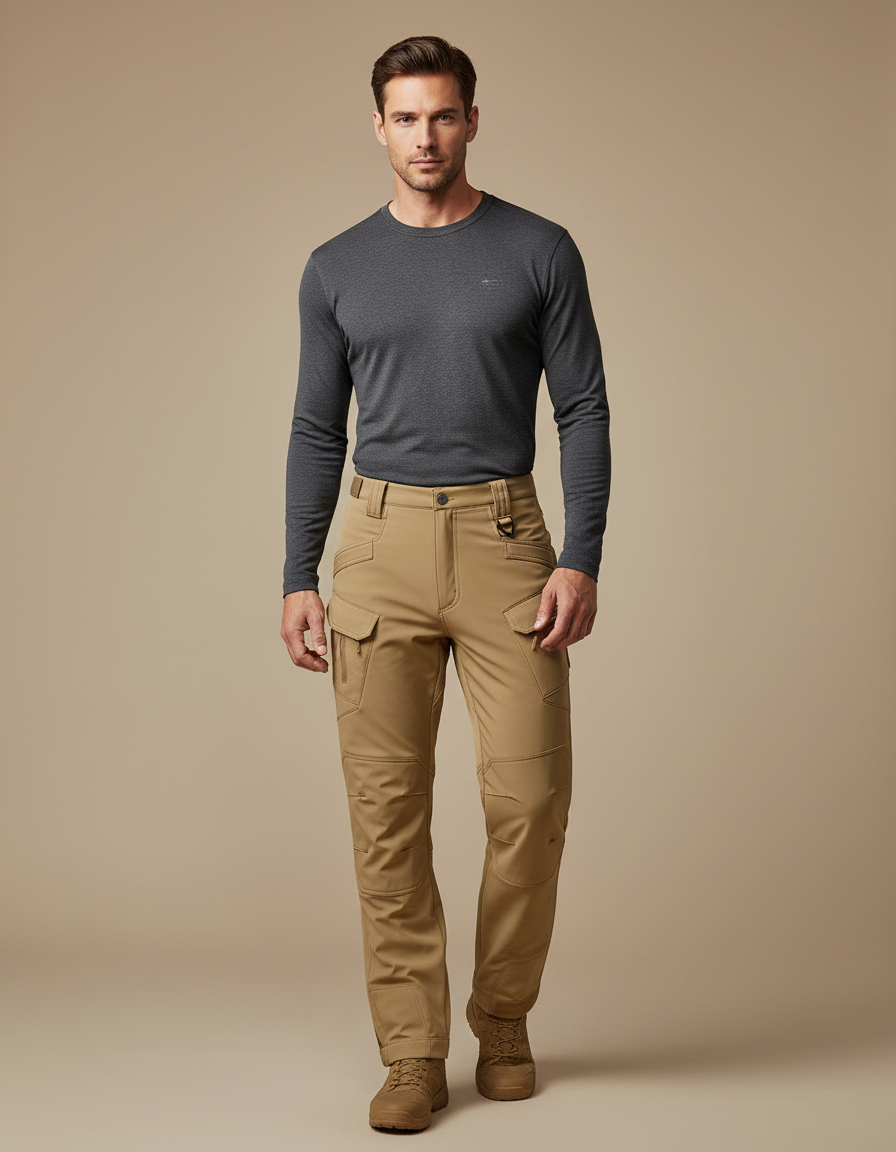 Pantalon De Pluie Beige Cargo Tactique Homme Imperméable - Polyester
