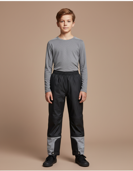 Pantalon De Pluie Noir Imperméable Réfléchissant Enfant Unisexe - Polyester