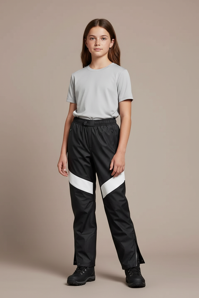 Pantalon De Pluie Noir Blanc Imperméable Enfant Sport - Polyester