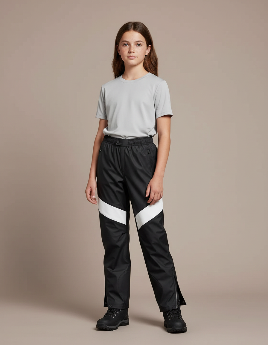 Pantalon De Pluie Noir Blanc Imperméable Enfant Sport - Polyester