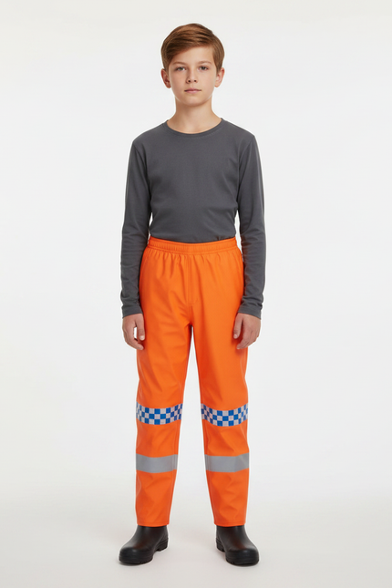 Pantalon De Pluie Orange Réfléchissant Enfant Imperméable Chevrons - Polyester