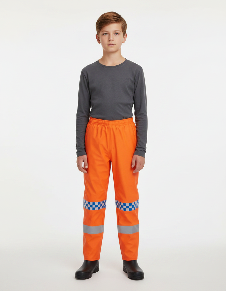 Pantalon De Pluie Orange Réfléchissant Enfant Imperméable Chevrons - Polyester