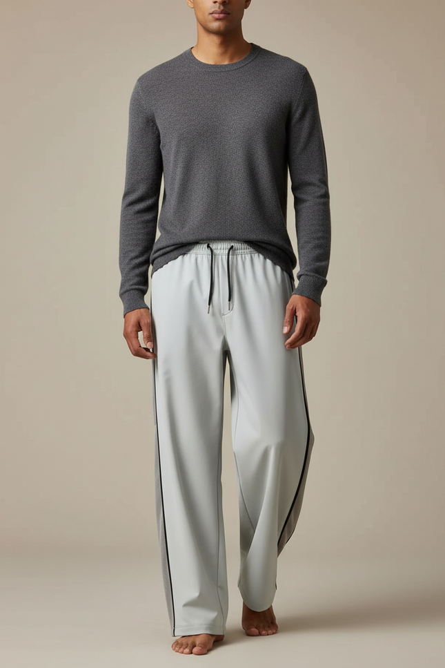Pantalon De Pluie Gris Clair Ample Décontracté Homme - Polyester
