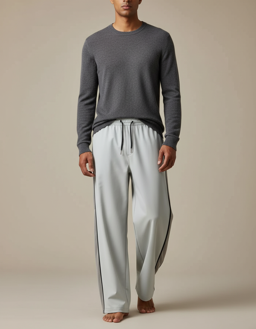 Pantalon De Pluie Gris Clair Ample Décontracté Homme - Polyester