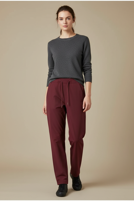 Pantalon De Pluie Bordeau Ample Décontracté Cordon - Bordeaux Polyester