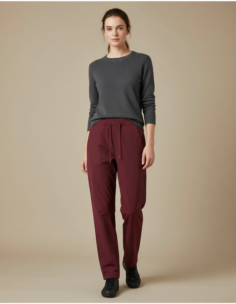 Pantalon De Pluie Bordeau Ample Décontracté Cordon - Bordeaux Polyester