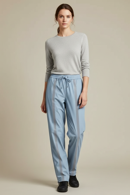Pantalon De Pluie Bleu Ciel Imperméable Réfléchissant Ample Femme - Polyester