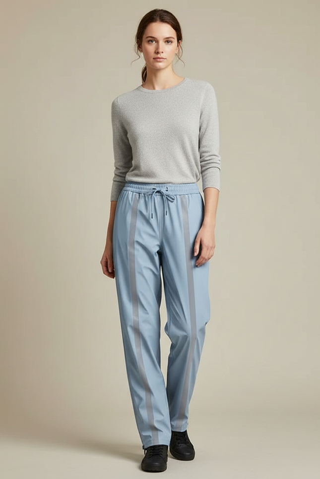 Pantalon De Pluie Bleu Ciel Imperméable Réfléchissant Ample Femme - Polyester