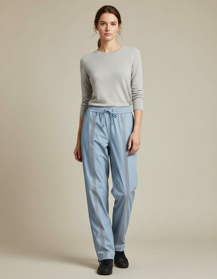 Pantalon De Pluie Bleu Ciel Imperméable Réfléchissant Ample Femme - Polyester