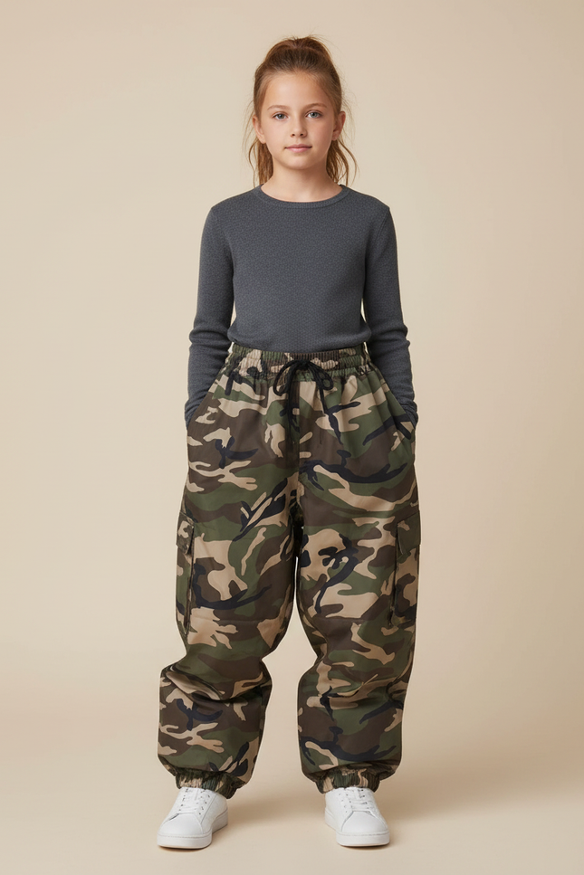 Pantalon De Pluie Camouflage Ample Cargo Enfant - Multicolore Polyester