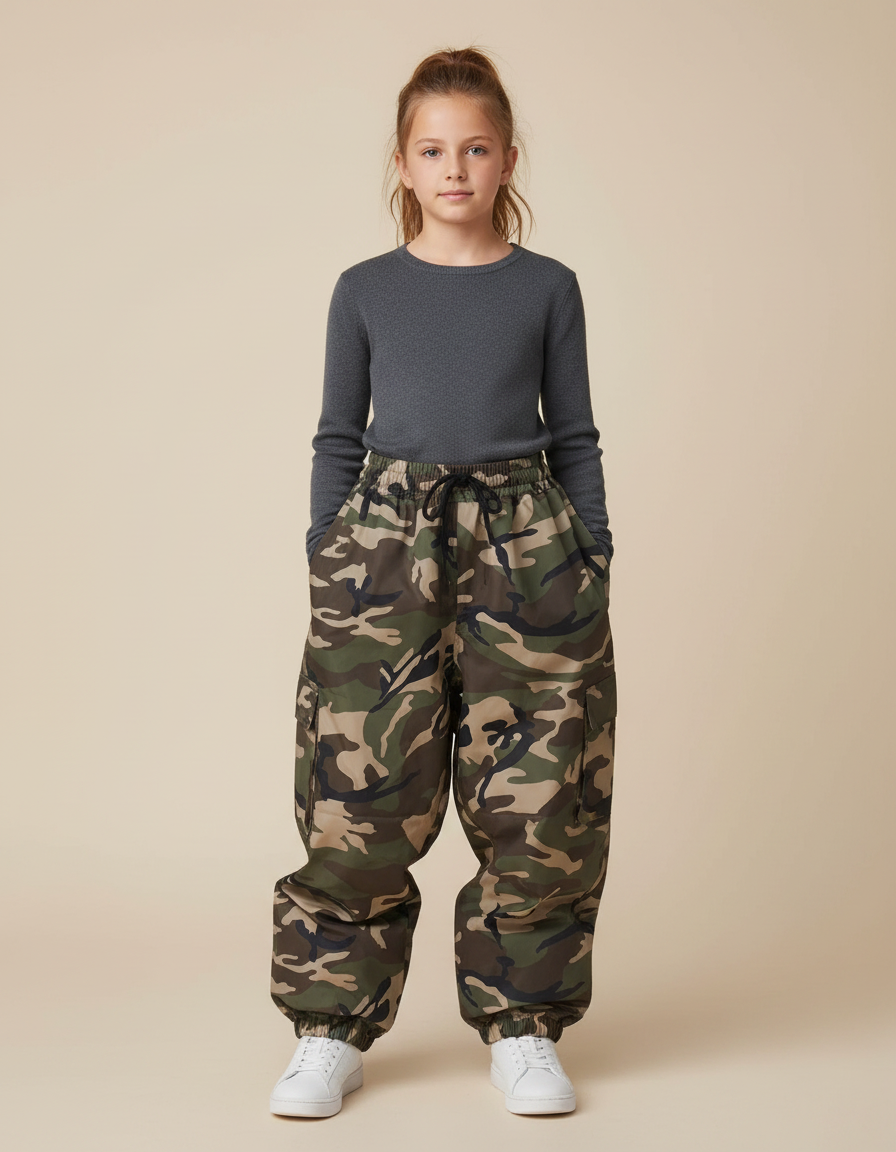 Pantalon De Pluie Camouflage Ample Cargo Enfant - Multicolore Polyester