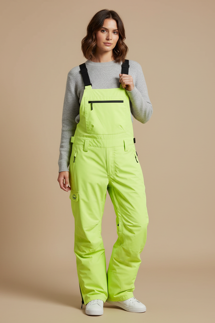 Pantalon De Pluie Vert Fluorescent Imperméable Bretelles Unisexe - Polyester