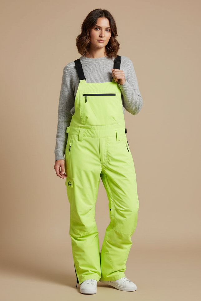 Pantalon De Pluie Vert Fluorescent Imperméable Bretelles Unisexe - Polyester