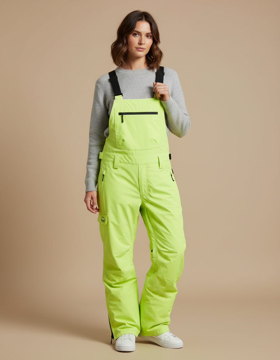Pantalon De Pluie Vert Fluorescent Imperméable Bretelles Unisexe - Polyester