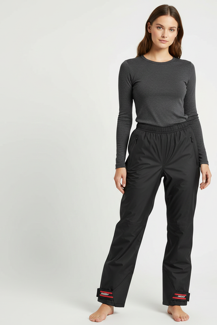 Pantalon De Pluie Noir Imperméable Sport Léger Unisexe Ajustable - Polyester