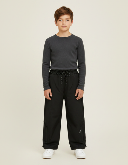 Pantalon De Pluie Noir Ample Imperméable Zippé Enfant - Polyester