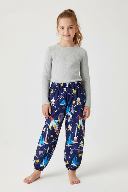 Pantalon De Pluie Bleu Marine Motifs Espace Enfant - Polyester