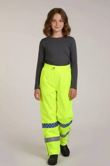 Pantalon De Pluie Fluo Imperméable Réfléchissant Carreaux - Jaune Polyester