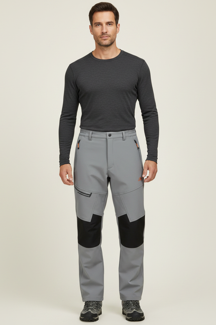 Pantalon De Pluie Gris Imperméable Randonnée Softshell Homme - Polyester