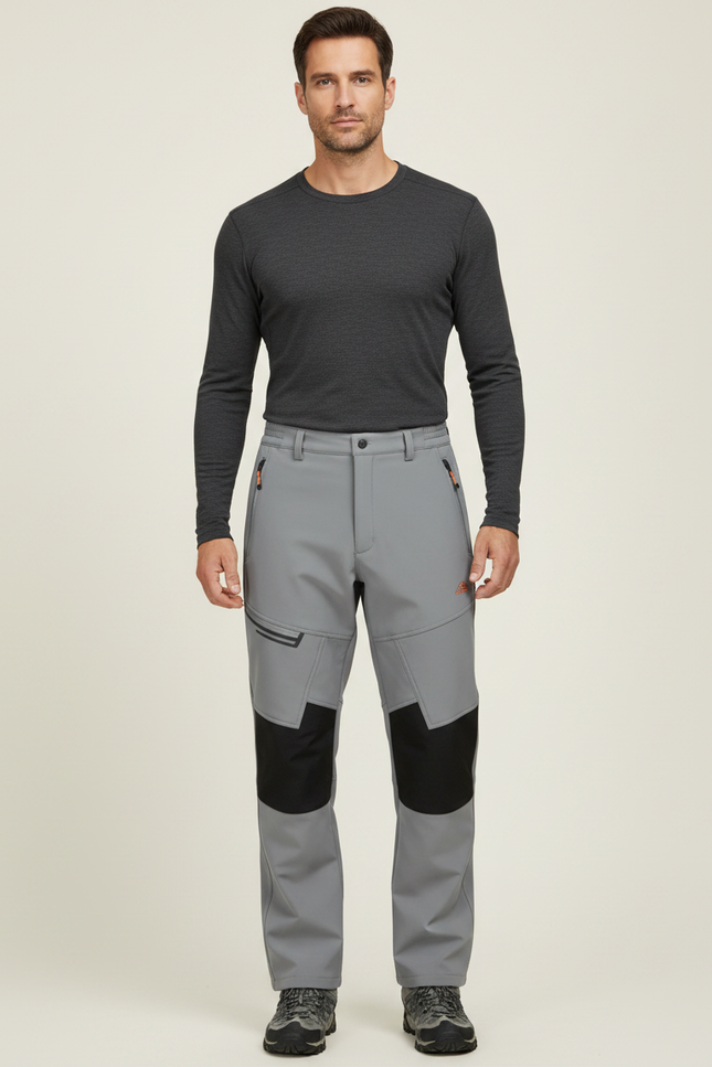 Pantalon De Pluie Gris Imperméable Randonnée Softshell Homme - Polyester