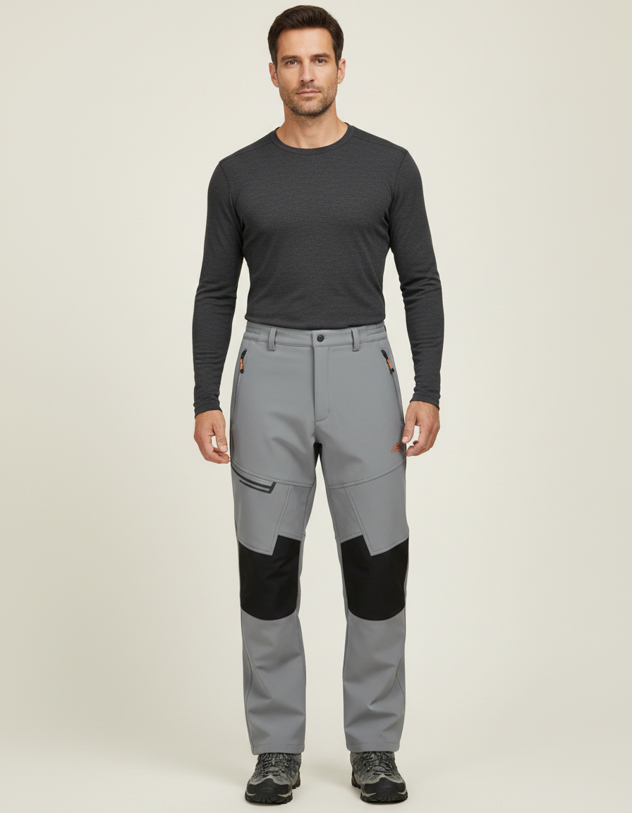 Pantalon De Pluie Gris Imperméable Randonnée Softshell Homme - Polyester
