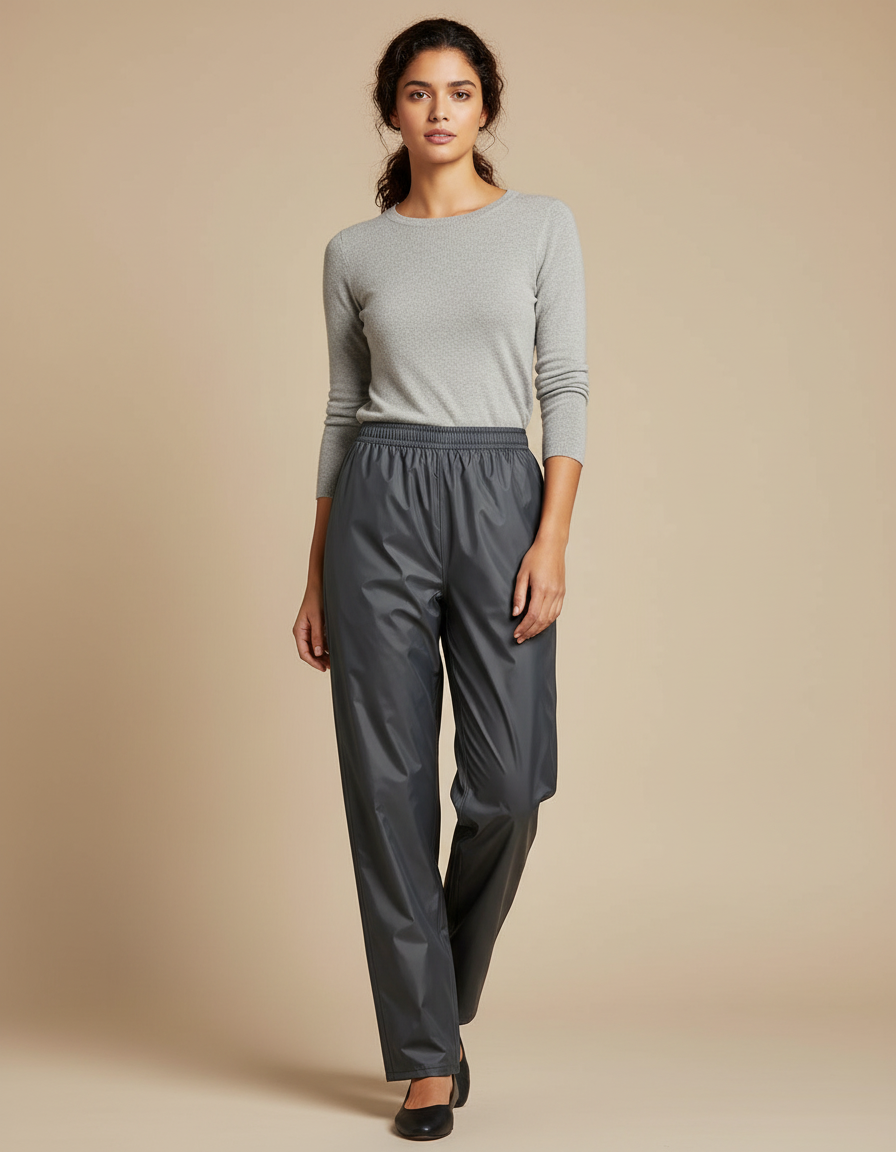 Pantalon De Pluie Gris Imperméable Ample Femme - Polyester