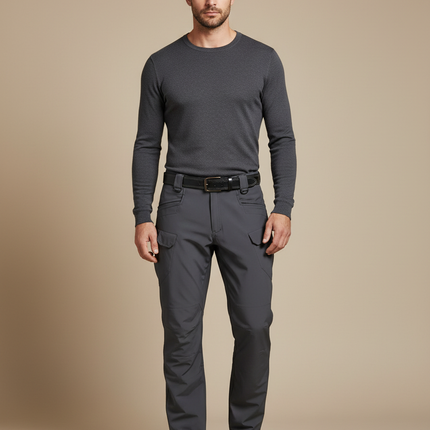 Pantalon De Pluie Gris Homme Cargo Coupe Droite Sport - Polyester