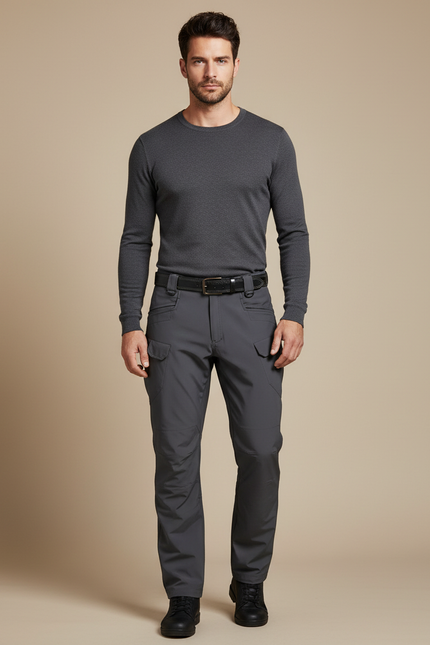 Pantalon De Pluie Gris Homme Cargo Coupe Droite Sport - Polyester