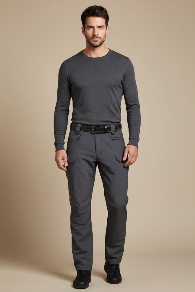 Pantalon De Pluie Gris Homme Cargo Coupe Droite Sport - Polyester