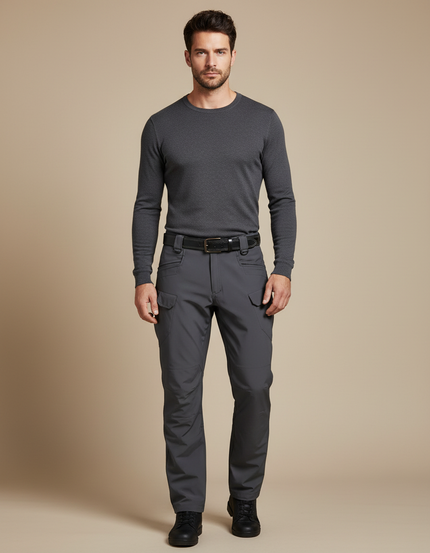 Pantalon De Pluie Gris Homme Cargo Coupe Droite Sport - Polyester