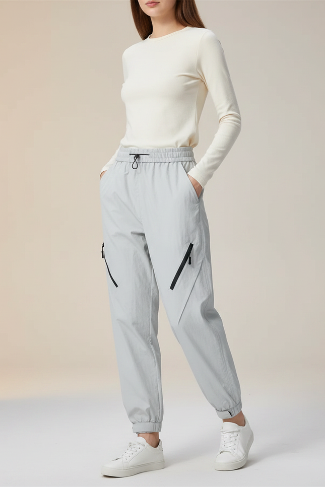 Pantalon De Pluie Gris Clair Cargo Sportif Femme - Polyester