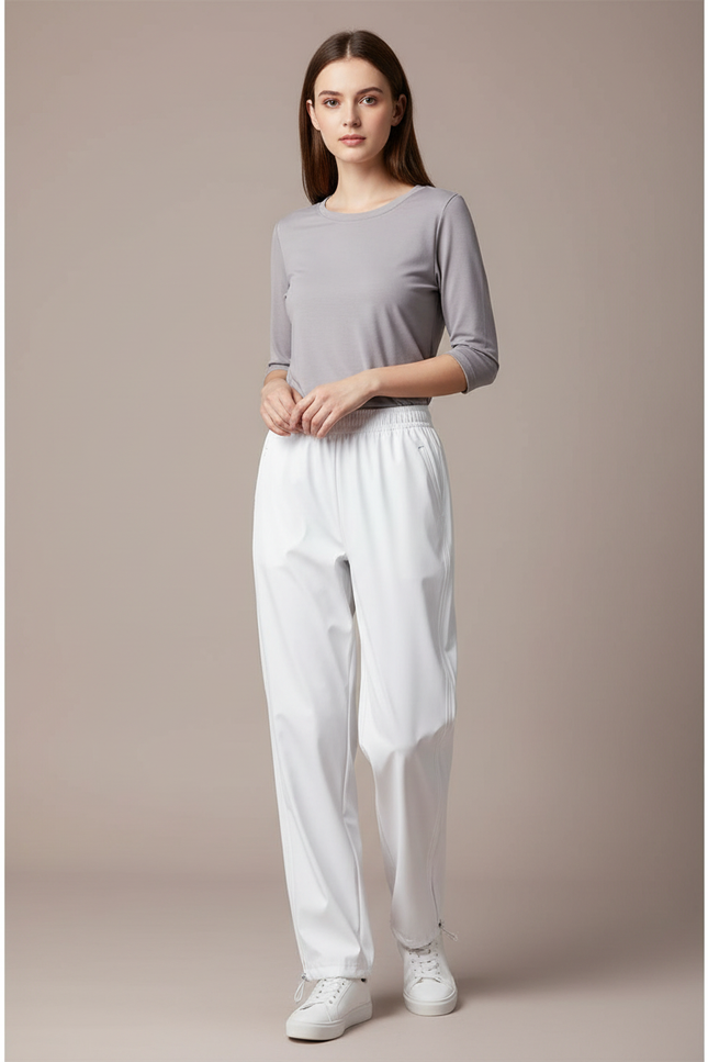 Pantalon Pluie Zippé - Blanc Polyester