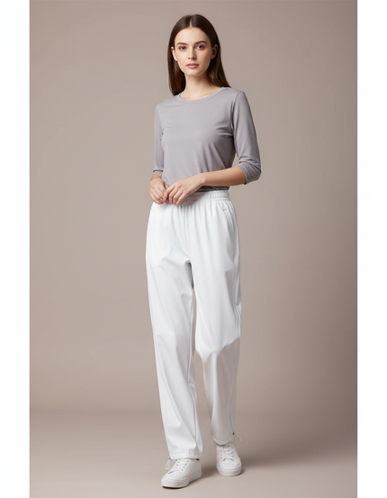 Pantalon Pluie Zippé - Blanc Polyester