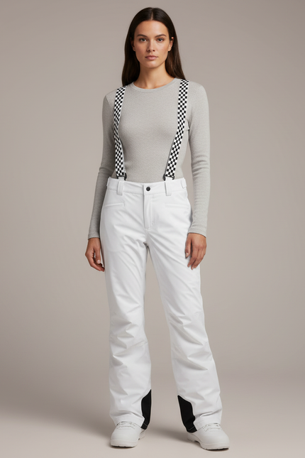 Pantalon De Pluie Blanc Imperméable Bretelles Ski Femme - Polyester