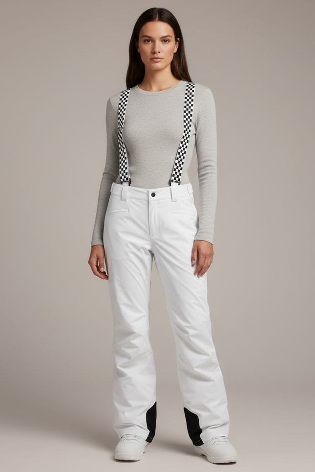 Pantalon De Pluie Blanc Imperméable Bretelles Ski Femme - Polyester