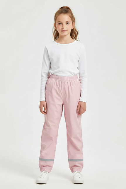 Pantalon De Pluie Rose Enfant Imperméable Réfléchissant Élastiqué - Polyester