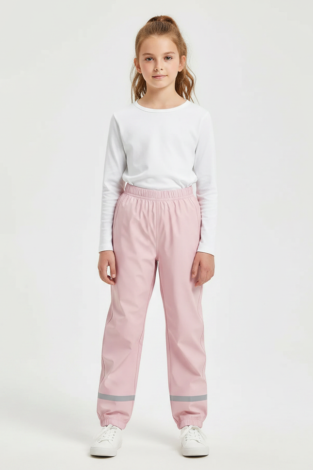 Pantalon De Pluie Rose Enfant Imperméable Réfléchissant Élastiqué - Polyester