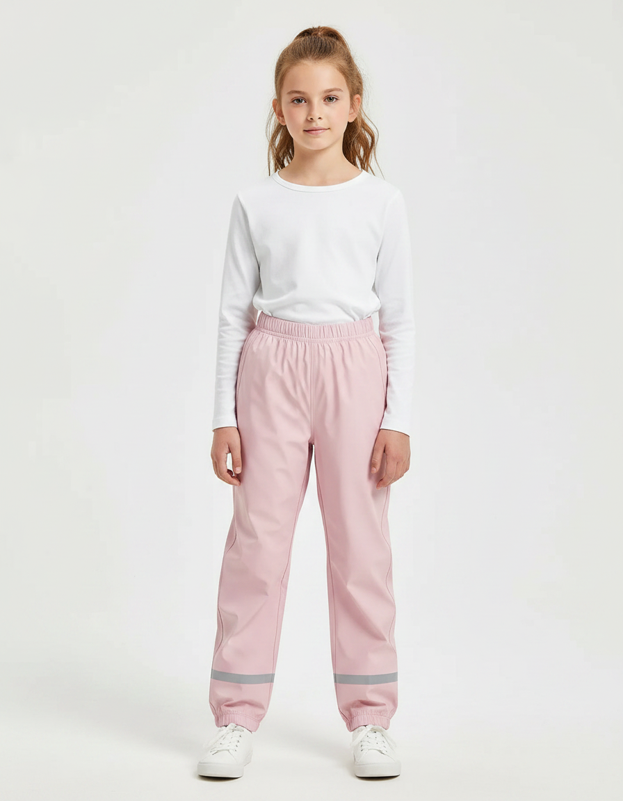 Pantalon De Pluie Rose Enfant Imperméable Réfléchissant Élastiqué - Polyester