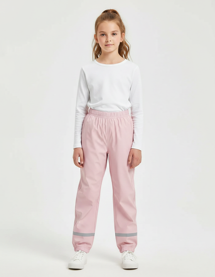 Pantalon De Pluie Rose Enfant Imperméable Réfléchissant Élastiqué - Polyester