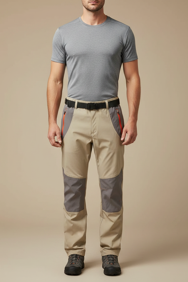 Pantalon De Pluie Beige Bicolore Confortable Sportif Homme - Polyester