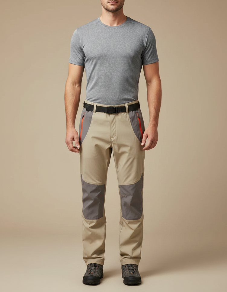 Pantalon De Pluie Beige Bicolore Confortable Sportif Homme - Polyester