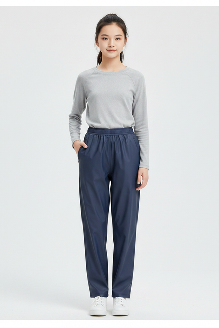 Pantalon De Pluie Bleu Marine Imperméable Décontracté Femme - Polyester