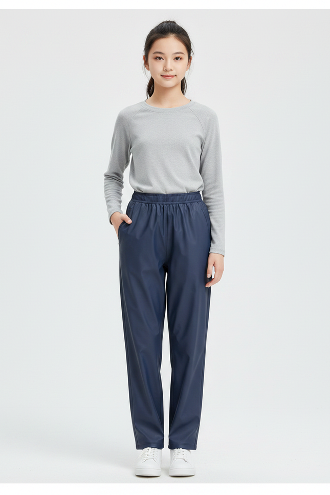 Pantalon De Pluie Bleu Marine Imperméable Décontracté Femme - Polyester