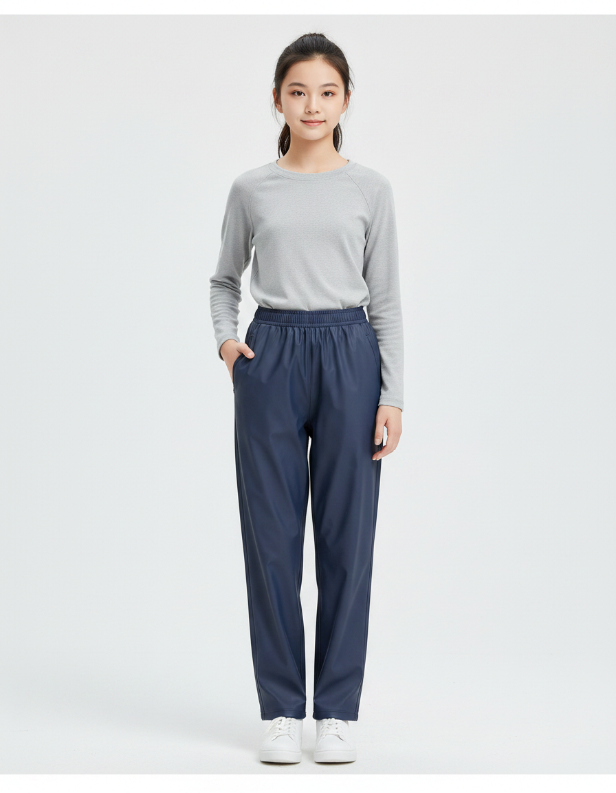 Pantalon De Pluie Bleu Marine Imperméable Décontracté Femme - Polyester