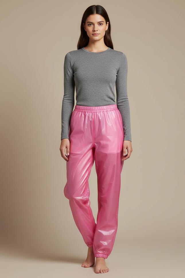 Pantalon De Pluie Rose Brillant Imperméable Ample Unisexe - Polyester