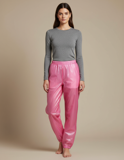 Pantalon De Pluie Rose Brillant Imperméable Ample Unisexe - Polyester